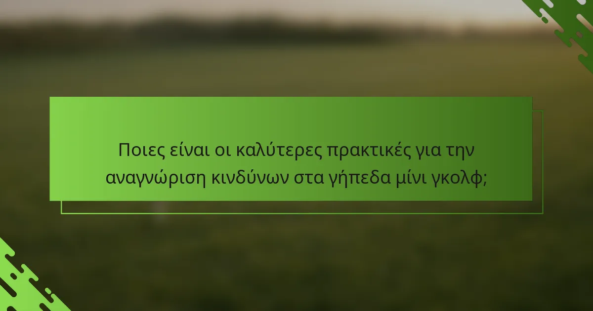 Ποιες είναι οι καλύτερες πρακτικές για την αναγνώριση κινδύνων στα γήπεδα μίνι γκολφ;