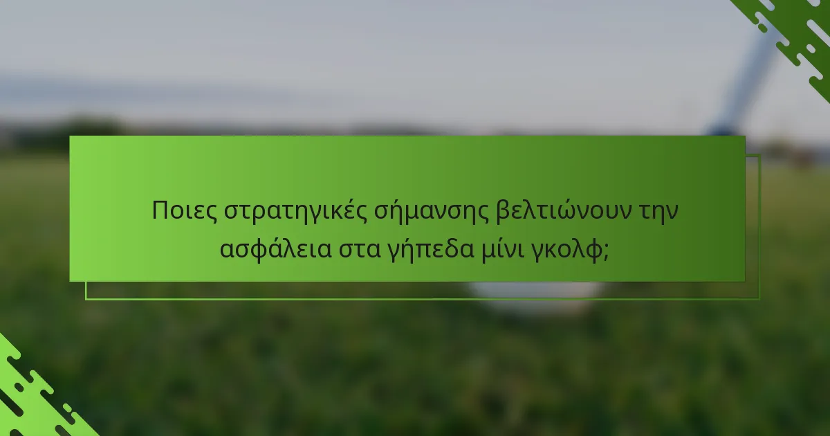 Ποιες στρατηγικές σήμανσης βελτιώνουν την ασφάλεια στα γήπεδα μίνι γκολφ;