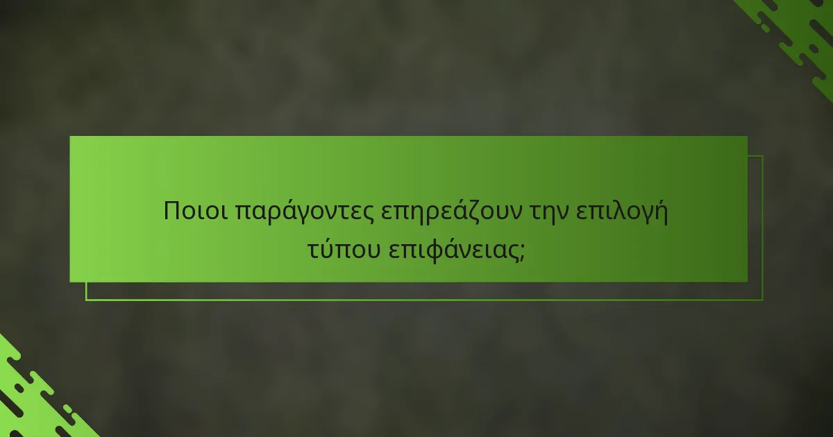 Ποιοι παράγοντες επηρεάζουν την επιλογή τύπου επιφάνειας;