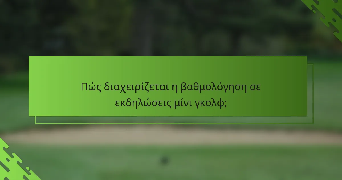 Πώς διαχειρίζεται η βαθμολόγηση σε εκδηλώσεις μίνι γκολφ;