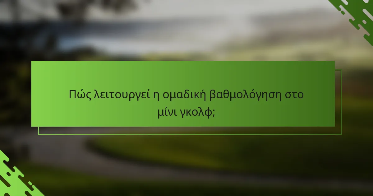 Πώς λειτουργεί η ομαδική βαθμολόγηση στο μίνι γκολφ;