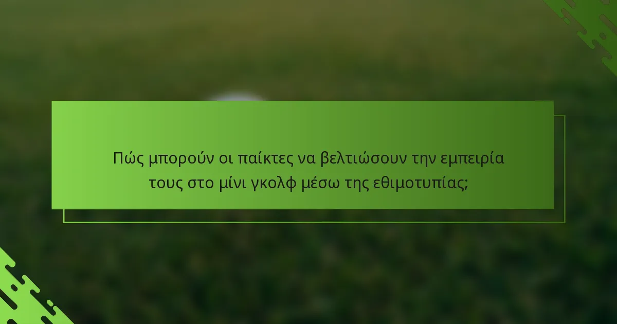 Πώς μπορούν οι παίκτες να βελτιώσουν την εμπειρία τους στο μίνι γκολφ μέσω της εθιμοτυπίας;