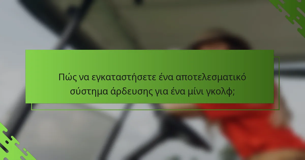 Πώς να εγκαταστήσετε ένα αποτελεσματικό σύστημα άρδευσης για ένα μίνι γκολφ;